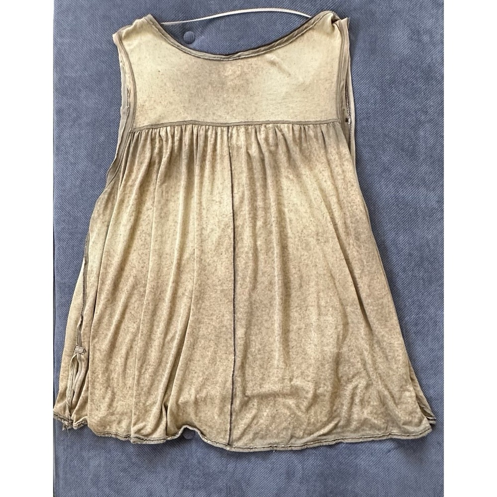 We The Free People Hudson Henley Tank Top Distressed Raw Hem Green Large - Picture 5 of 10